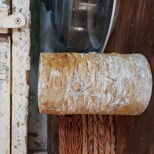 Rustic Holiday Christmas Winter Sparkle Glitter Tree Bark Candle Holder